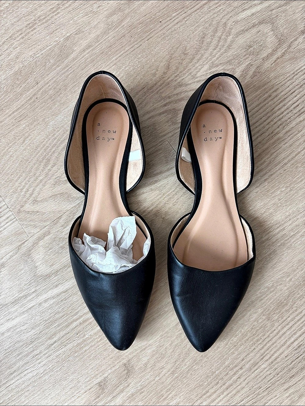 A New Day Pointed Toe D'Orsay Flats Black
